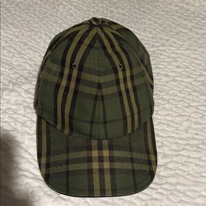 Authentic Burberry Olive and Brown Plaid Cap
